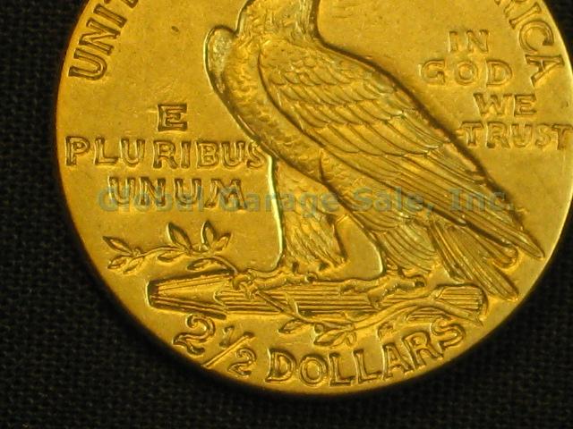 1913 US $2.50 Indian Head Quarter Eagle Gold Piece United States Coin NO RES! 5