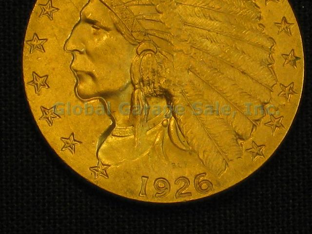 1926 US $2.50 Indian Head Quarter Eagle Gold Piece United States Coin NO RES! 2