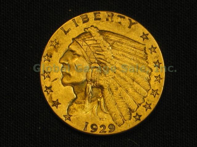 1929 US $2.50 Indian Head Quarter Eagle Gold Piece United States Coin NO RES!