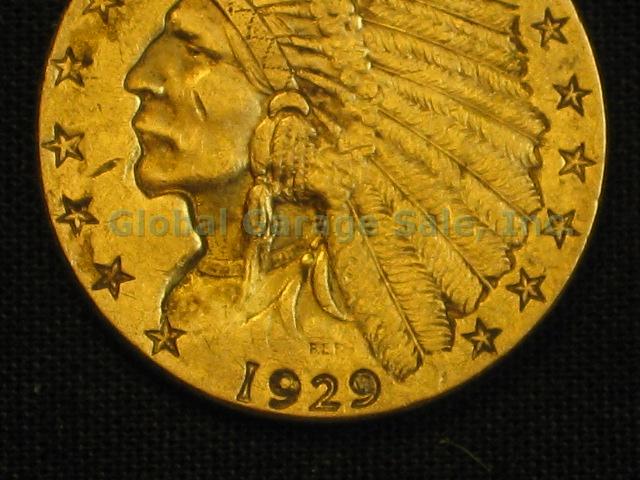 1929 US $2.50 Indian Head Quarter Eagle Gold Piece United States Coin NO RES! 2