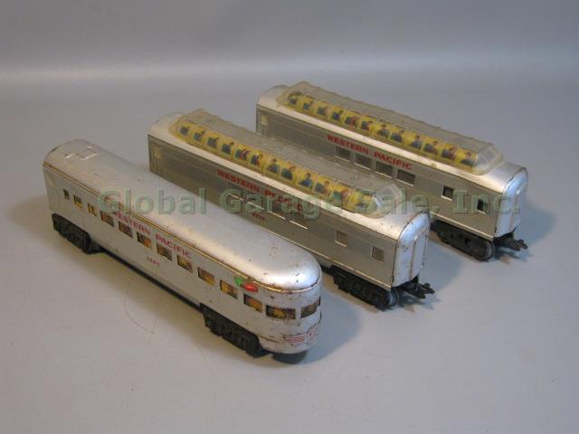 3 Marx Western Pacific Streamline Passenger Cars 2 Domes 1217 + Observation 1007