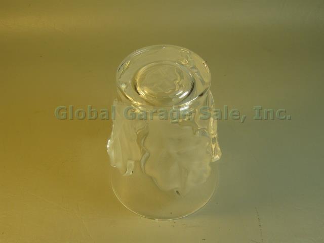 Signed Lalique Crystal Chene Double Old Fashion Frosted Oak Leaf Tumbler 4-3/4" 2