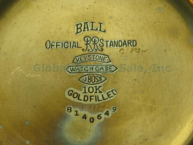 Ball Hamilton Official Railroad RR Standard Pocket Watch 21 Jewel 999B 16S 10KGF 7