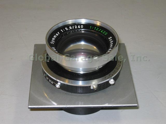 Schneider-Kreuznach Symmar f/5.6 240mm 1:12/420 Lens Compur Shutter Board Cap NR 2