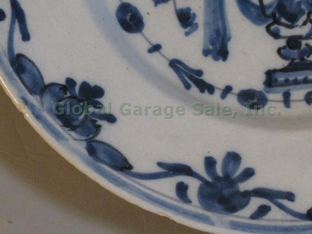 2 Antique Delft Blue Hand Painted Pancake Plates Bowls Dishes 18th Century 4