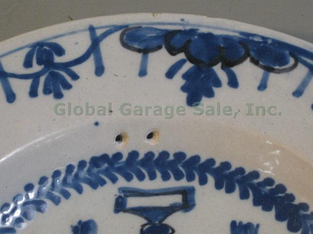 2 Antique Delft Blue Hand Painted Pancake Plates Bowls Dishes 18th Century 14