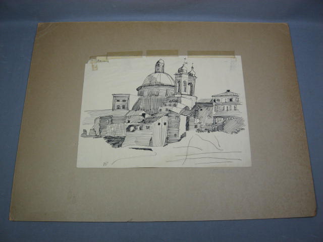 Frank Wallace Signed 1950s Woodblock Prints + Sketches 5