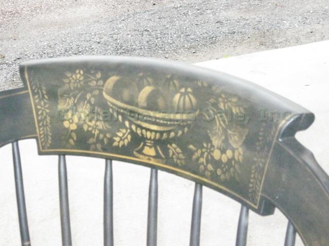 Vtg Antique S. Bent & Bros Colonial Wood Rocker Rocking Chair Black Gold Stencil 3