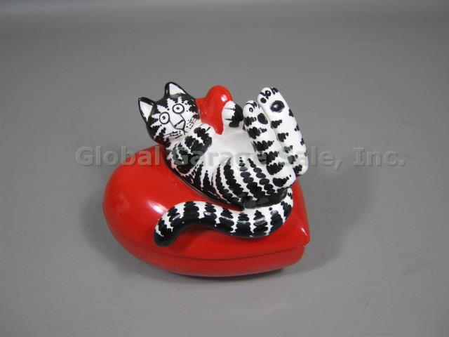 Vtg Sigma Taste Setter B Kliban Cat Ceramic Heart Candy Jar Trinket Dish Box NR