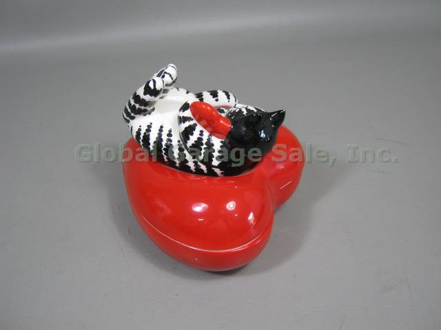 Vtg Sigma Taste Setter B Kliban Cat Ceramic Heart Candy Jar Trinket Dish Box NR 1