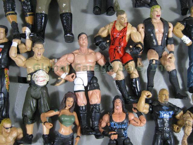 Huge 50+ Piece WWE WCW WWF Jakks Wrestling Figure Collection Lot 1998-2007 NR! 5