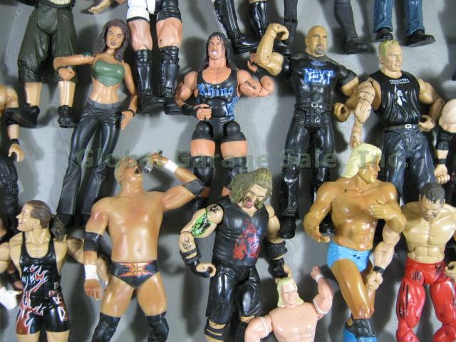 Huge 50+ Piece WWE WCW WWF Jakks Wrestling Figure Collection Lot 1998-2007 NR! 8