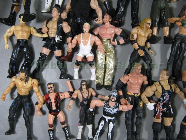 Huge 50+ Piece WWE WCW WWF Jakks Wrestling Figure Collection Lot 1998-2007 NR! 9