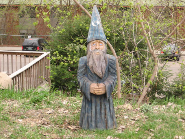 Vintage Carved Wooden Wizard Garden Gnome Wood Carving
