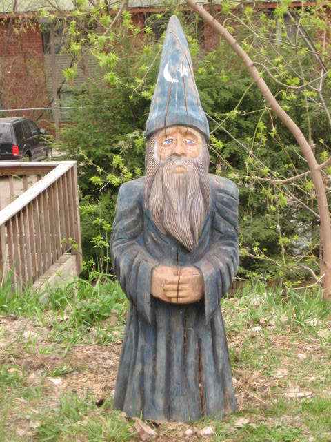 Vintage Carved Wooden Wizard Garden Gnome Wood Carving 1