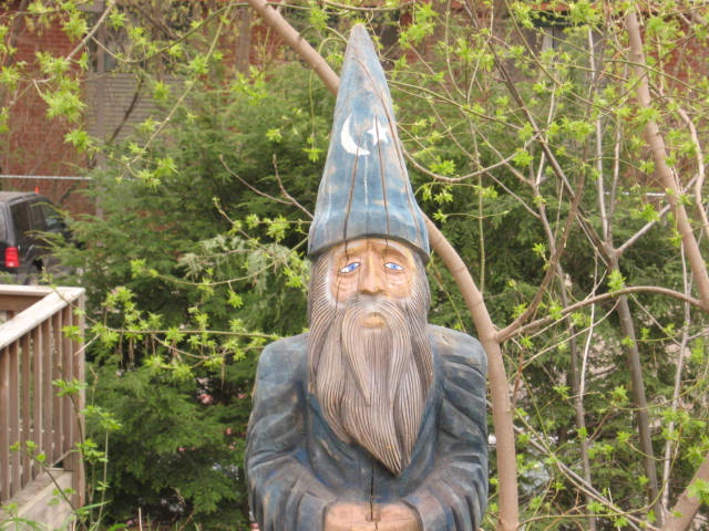 Vintage Carved Wooden Wizard Garden Gnome Wood Carving 2