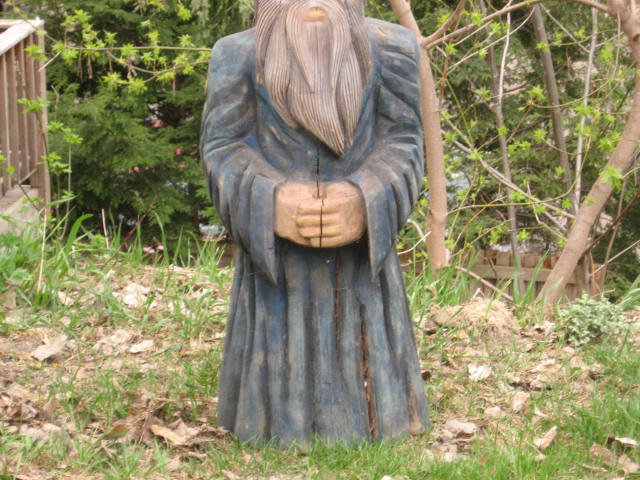 Vintage Carved Wooden Wizard Garden Gnome Wood Carving 4