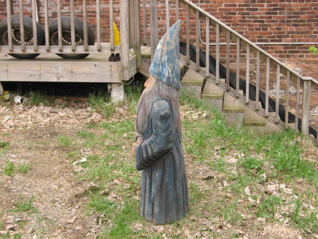 Vintage Carved Wooden Wizard Garden Gnome Wood Carving 6