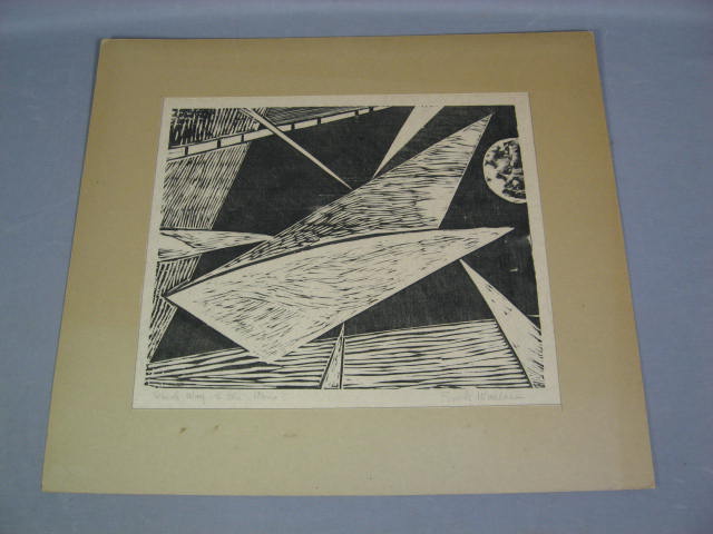 Frank Wallace Signed 1950s Woodblock Prints + Sketches 10