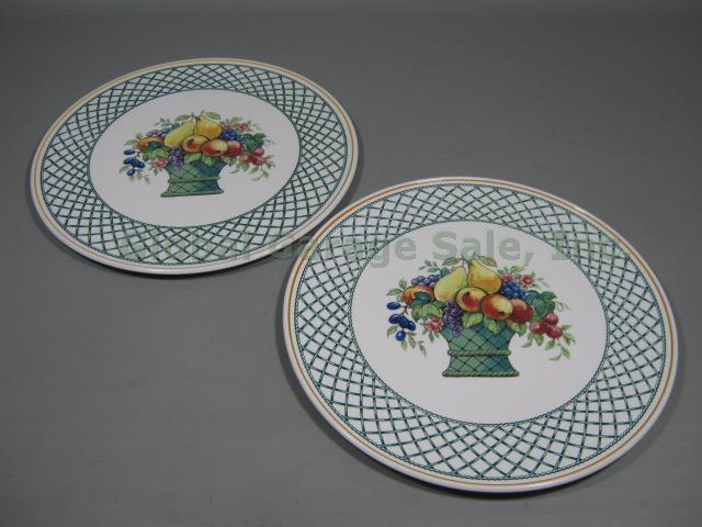2 Villeroy & Boch Basket Flat Cake Plate Round Platters 14" Diameter Brown Stamp