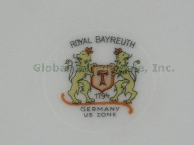 8 Vtg Antique Royal Bayreuth Bavaria Germany Teacups & Saucers Set Lot Blue Pink 6