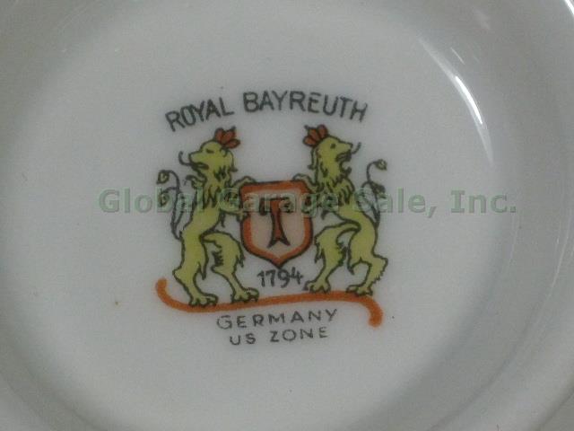 8 Vtg Antique Royal Bayreuth Bavaria Germany Teacups & Saucers Set Lot Blue Pink 10