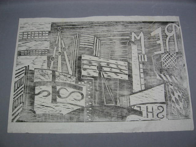 Frank Wallace Signed 1950s Woodblock Prints + Sketches 14