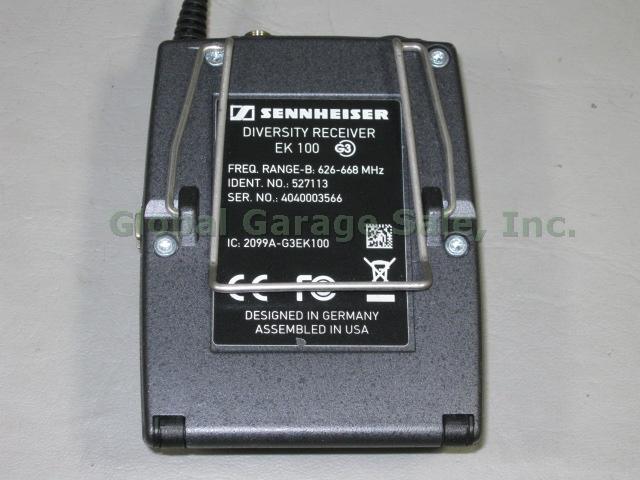 Sennheiser G3 EW100 SK100 Wireless Diversity Receiver Range B 626-668 MHz No Res 6