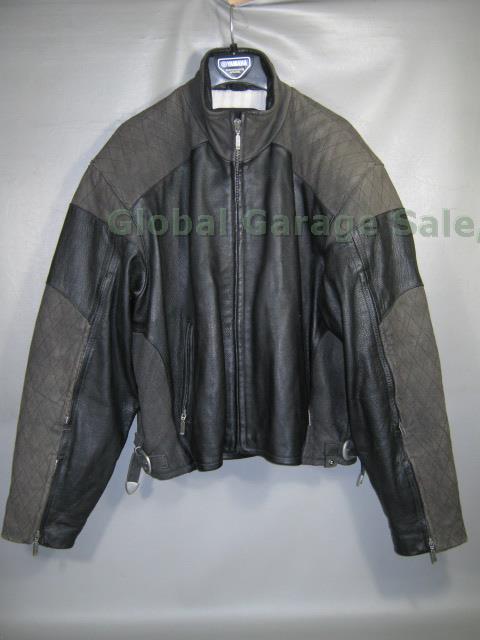 Mens BMW Siena Black Gray Leather Motorcycle Biker Jacket US Size 48R EU 58 NR!!