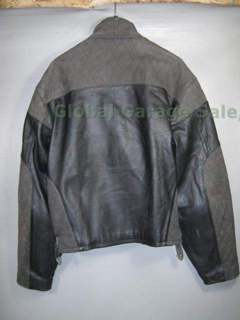 Mens BMW Siena Black Gray Leather Motorcycle Biker Jacket US Size 48R EU 58 NR!! 1