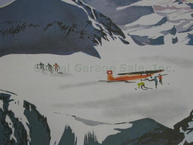 4 Vtg Original 1945-1970 Swiss Alps Travel Ski Posters Switzerland Flims Arosa 3