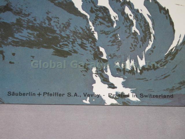 4 Vtg Original 1945-1970 Swiss Alps Travel Ski Posters Switzerland Flims Arosa 4