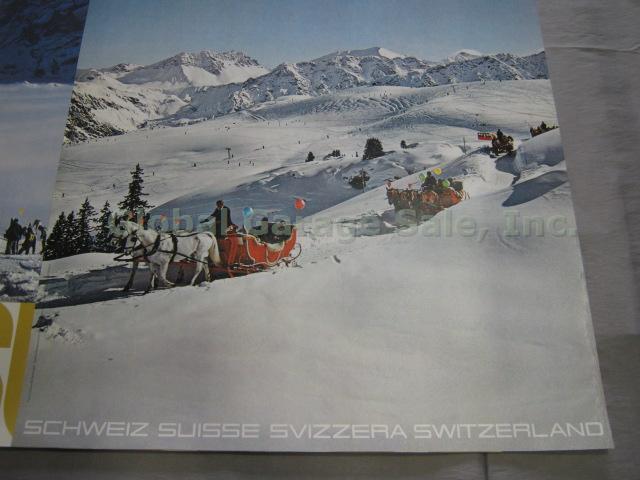 4 Vtg Original 1945-1970 Swiss Alps Travel Ski Posters Switzerland Flims Arosa 7