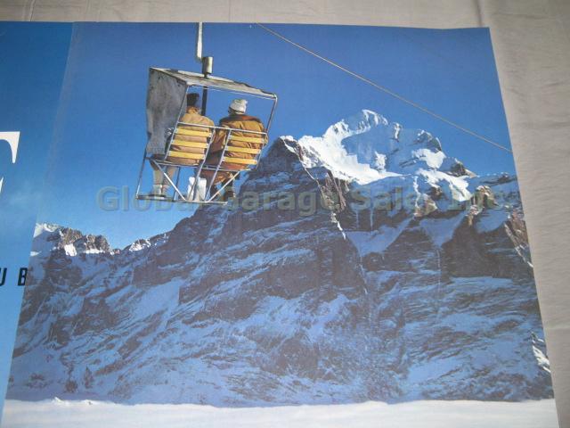 4 Vtg Original 1945-1970 Swiss Alps Travel Ski Posters Switzerland Flims Arosa 11