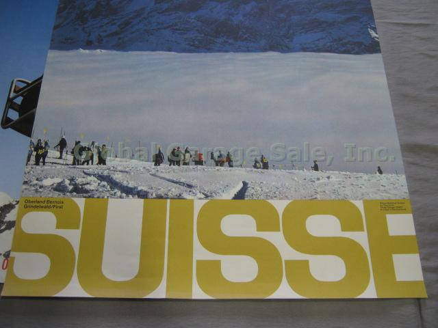 4 Vtg Original 1945-1970 Swiss Alps Travel Ski Posters Switzerland Flims Arosa 12