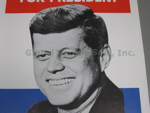 Original 1960 JFK John F Kennedy Vote Democratic Campaign Poster +Bumper Sticker 1