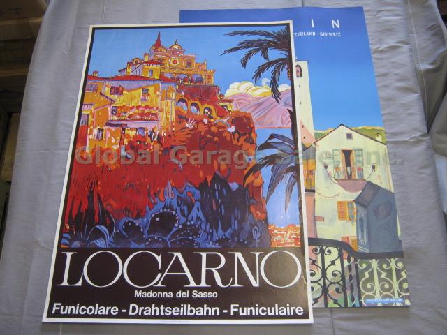 2 Vtg Dan Daniel Buzzi Swiss Travel Posters Locarno Tessin Ticino Switzerland NR