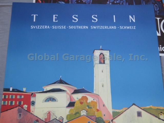2 Vtg Dan Daniel Buzzi Swiss Travel Posters Locarno Tessin Ticino Switzerland NR 11