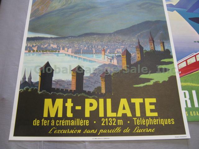 2 Vtg 1940s-50s Swiss Railway Travel Railroad Posters Vitznau Rigi Bahn Pilatus 2