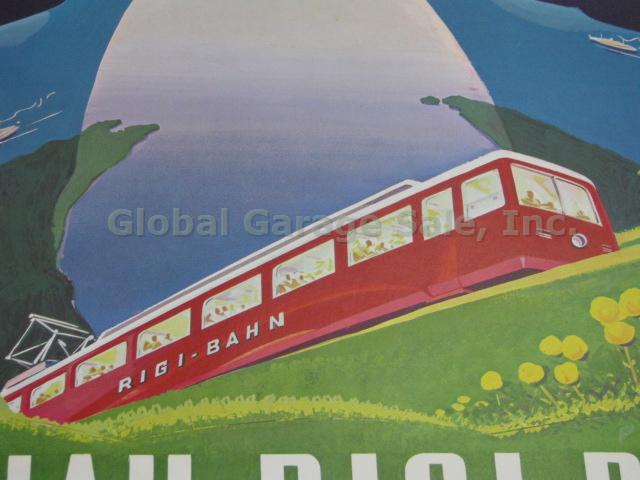 2 Vtg 1940s-50s Swiss Railway Travel Railroad Posters Vitznau Rigi Bahn Pilatus 12