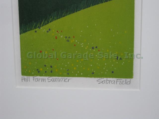 Sabra Field Signed Original Woodcut & Block Landscape Print Hill Farm Summer NR! 2