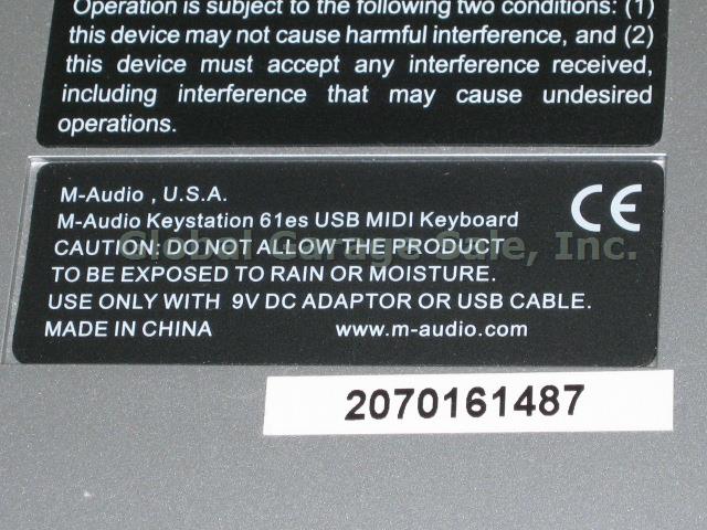 M-Audio Keystation 61ES 61-Key Semi Weighted USB MIDI Keyboard Controller + Bag 8