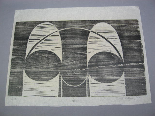 Frank Wallace Signed 1950s Woodblock Prints + Sketches 21
