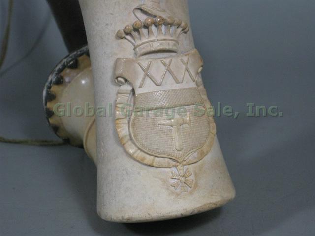 Antique 1832 Austrian Meerschaum Tobacco Pipe w/ Carved Crest & Silver Marks NR! 3