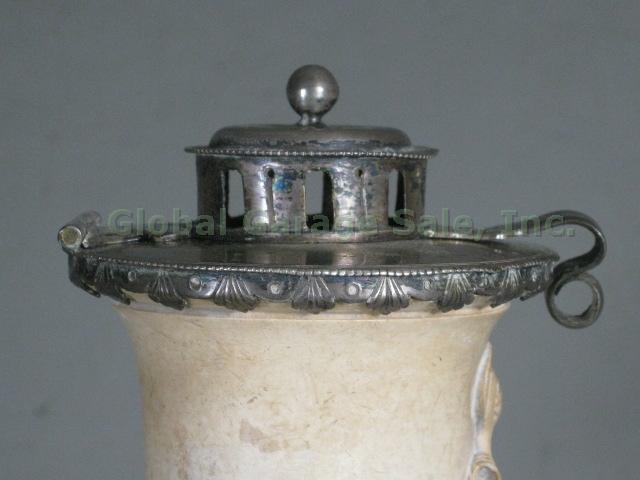 Antique 1832 Austrian Meerschaum Tobacco Pipe w/ Carved Crest & Silver Marks NR! 14