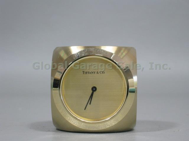 Tiffany & Co Brass Metal Gambling Dice Die Desk Clock 1.5" W/ Pouch Box NO RES!! 1