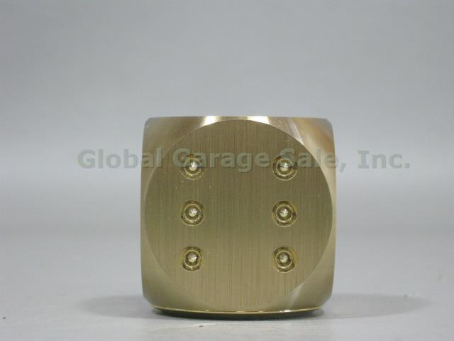 Tiffany & Co Brass Metal Gambling Dice Die Desk Clock 1.5" W/ Pouch Box NO RES!! 5