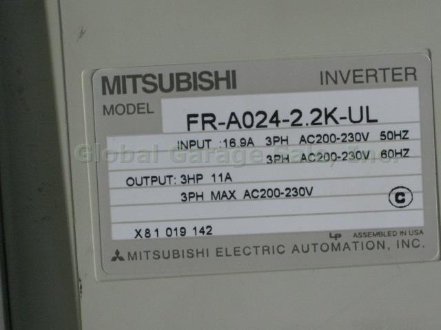 Mitsubishi Electric Freqrol FR-A024-2.2K PLC Inverter W/ Parameter Unit FR-PU03E 3