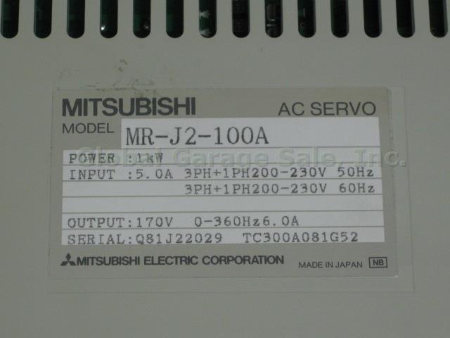 Mitsubishi Melservo MR-J2-100A AC Servo Drive Amplifier + 2 MR-TB20 Terminals NR 6