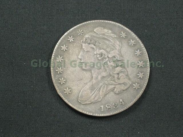 1834 Capped Bust United States Silver Half Dollar 50 Cent Coin No Reserve Price!